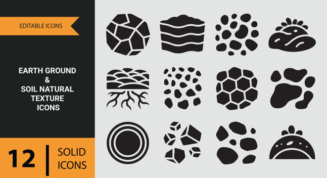 Earth Ground Soil Natural Texture Landscape Solid Icon Collection