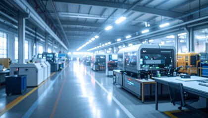 Fototapeta premium 最先端の大規模製造工場のぼやけたイメージ画像