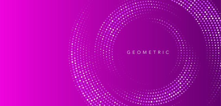 Abstract vector template for social media banners. Elegant minimal violet gradient background with halftone circular decorations