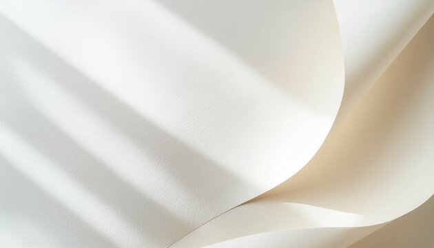 Minimal White Paper Curve Background with Soft Shadows and Elegant Texture　白い紙の曲線が描く抽象的な背景素材 柔らかな影とエレガントな質感　イラスト