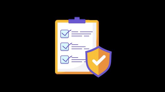 insurance policy checklist protection coverage document animation alpha channel