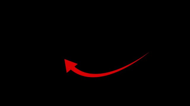 Red arrow pointing left, right, up and down upwards on black background