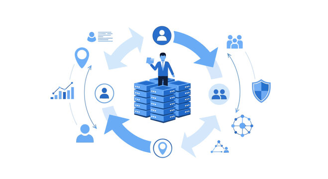 Business Data Management System Flowchart Concept | Cloud Storage Technology