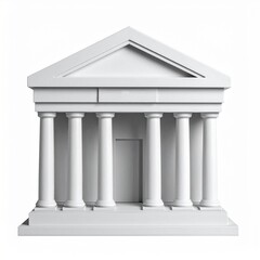 Fototapeta premium A classic white miniature temple building model with neoclassical columns isolated on a clean white background for architectural concepts.
