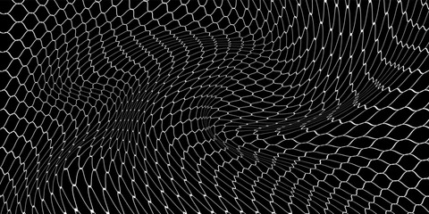 Fishing net seamless pattern. Soccer and football gates mesh. Fishnet texture. Basketball hoop and hockey net pattern. Sportswear texture. Chain link fence. Vector illustration on black background. © Arya