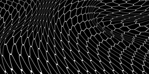 Fishing net seamless pattern. Soccer and football gates mesh. Fishnet texture. Basketball hoop and hockey net pattern. Sportswear texture. Chain link fence. Vector illustration on black background. © Arya