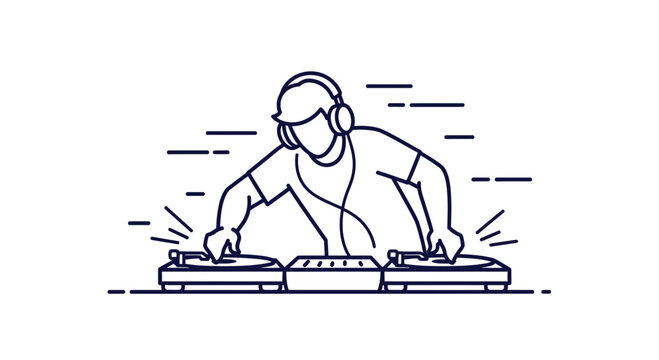 Man wearing headphones DJing music.