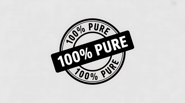 100% Pure, Pure Product Stamp, Authentic Quality Seal, Black and White Logo