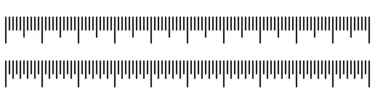 Black Measuring Ruler Scale icon Vector Illustration Set.