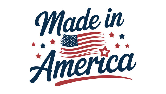 Made in America patriotic graphic design with stars and flag elements