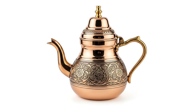 Ornate copper coffee pot with embossed design tea pot copper kettle serving pot embossed traditional beverage kitchenware decorative drinkware