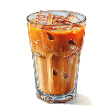 Iced Chai watercolor artwork, high-quality professional vector illustration isolated on a white background.