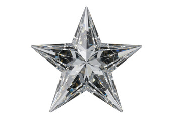 Obraz premium Polished crystal star, multifaceted geometric shape, sparkling and transparent, reflects light brilliantly, isolated on transparent background, abstract gem concept.