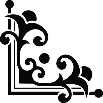 Vintage floral corner ornament with elegant swirls for frame borders.