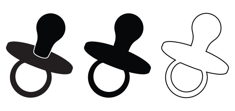 Set of Newborn Baby Soother Icons Isolated on White Background.