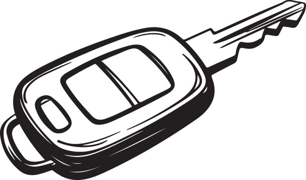 Hand Drawn Sketch of a Modern Car Key Fob. silhouette vector illustration