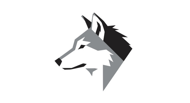 Modern Geometric Wolf Head Logo Icon - Vector Art