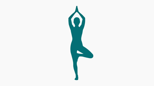 Serene Tree Pose: A silhouetted figure finds inner peace and balance through the tree pose, harmonizing mind, body, and spirit. 