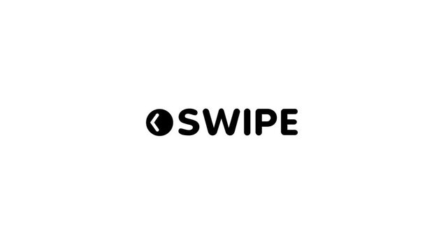 Swipe logo on a white background with a black circle and arrow doodle animated 4k stock video