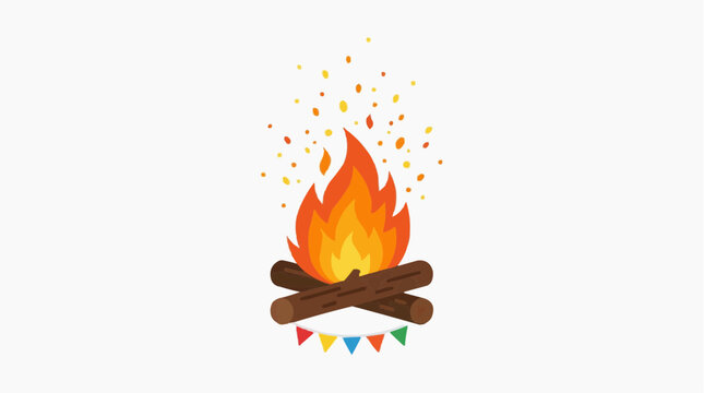 Campfire Illustration: A warm campfire, its flames dancing against the night sky, embodies the cozy heart of outdoor gatherings. Its simple design sparks a sense of warmth, adventure.