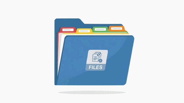 File Folder: A vibrant blue file folder, a visual symbol of organization. It is depicted as an accessible emblem of data structure, ready to hold essential files and information.