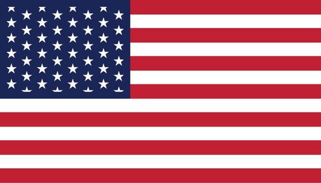 Official American Flag Specification, Correct Dimension USA Flag with Red White Blue Stripes Vector Illustration