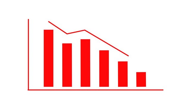 Simple statistical curve animation template with downward sloping sign, investment loss