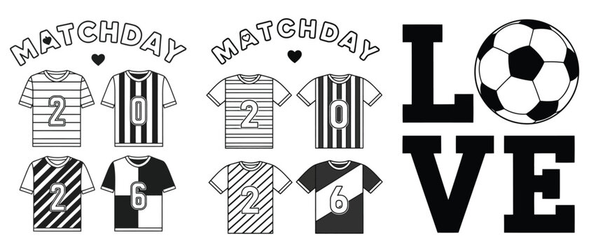 Soccer matchday love tshirt design with jerseys and ball