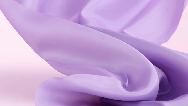 Smooth Flowing Satin Fabric Scene. Closeup Of Flowing Satin Fabric With Soft Pastel Background