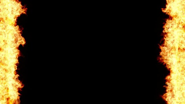 Vertical Rising Fire Flames on Sides of Screen, Endless Loop With Alpha Channel Transparency