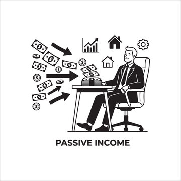  Businessman earning passive income with money and assets.eps