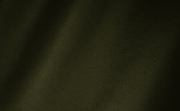 Black dark olive military khaki green fabric material texture background. Soft draped lines, folds.  Hunting security army outdoor  survival concept. Empty blank minimal design.