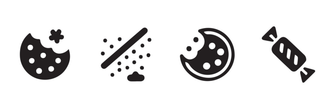 Graphic collection of various cookie and sweet snack shapes.
