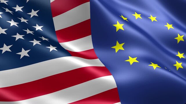 usa europe waving flags nato alliance economy trade concept