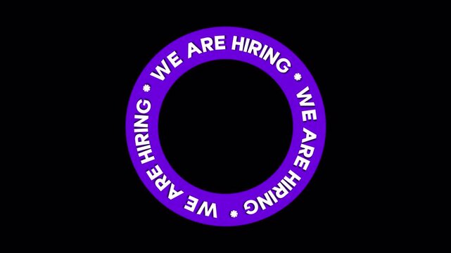 We Are Hiring Text in Purple Circle on Transparent Background
