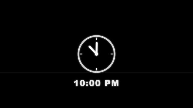 Minimalist analog clock showing ten o clock at night