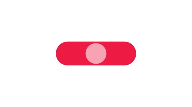 A red toggle switch with a pink circle on a white background