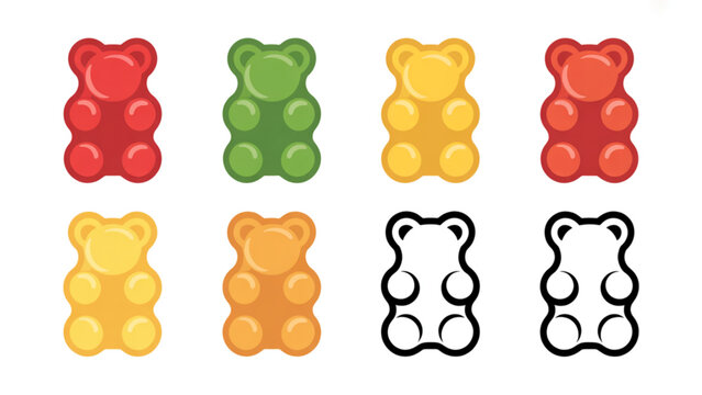 Colorful bear-shaped gummy candies arranged in playful formation Vector