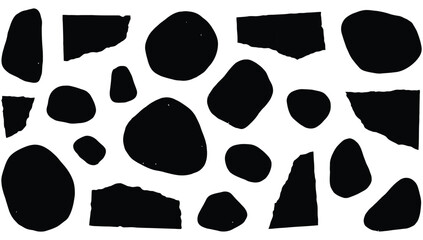 Fototapeta premium Abstract Shapes Collection Black and White Isolated Organic Forms Scattered Irregular Objects Grouping Minimalist Geometric Elements