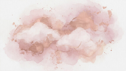 Fototapeta premium Soft pink and beige watercolor washes forming cloud shapes