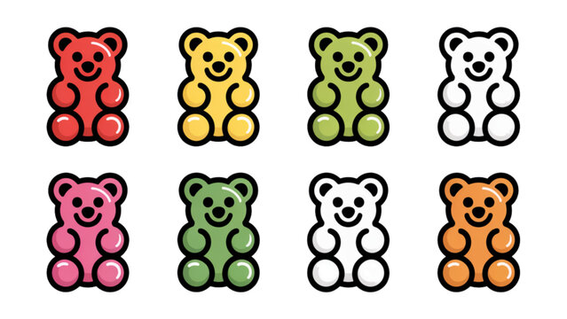 Colorful cartoon gummy bears arranged in a playful grid pattern Vector