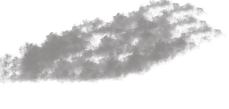A gray cloud formation against a white background
