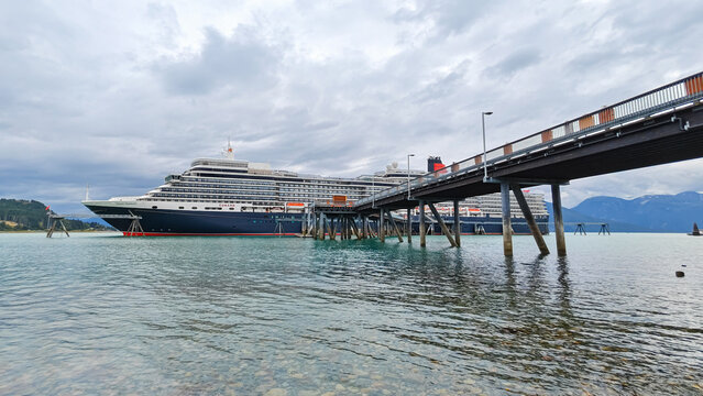Haines, Alaska - USA - August 14, 2024 - Cruise Ship Docking at Port Chilkoot Pier