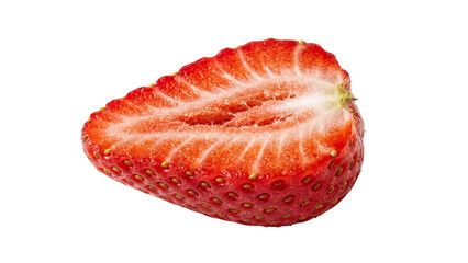 Halved strawberry with seeds close up on transparent background © ATIQULISLAM