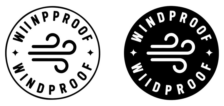 windproof weather protection label icon set