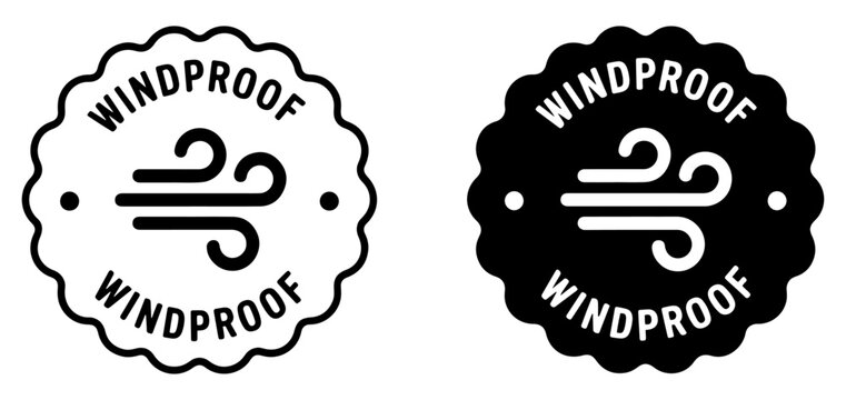 windproof weather protection label icon set
