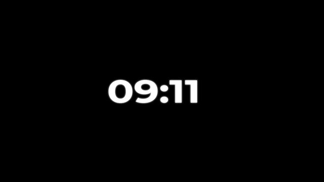 10 minute countdown animation from 600 seconds to 0 seconds on a transparent background, Neon ten minute countdown timer with alpha channel
