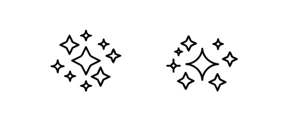 Sparkle and magic star outline icons set shining glitter light effect brightness glow twinkle flash burst & more vector illustration with editable stroke. © Purnorup Dream IT 