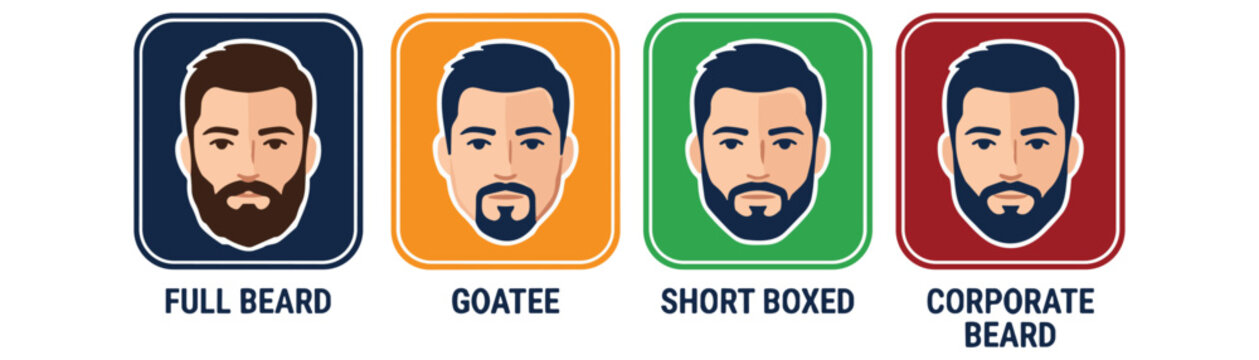 Set of Different Men's Beard Styles Icons