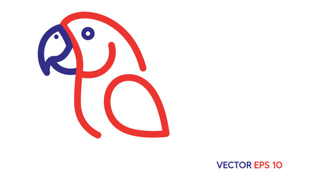 Minimalist parrot head icon simple line art abstract bird